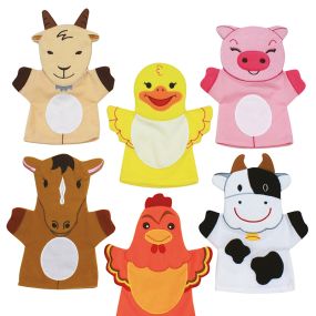 Role Play Farm Animal Hand Puppets Set 6pcs