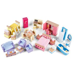 Small World Wooden Dolls House Furniture 40pcs