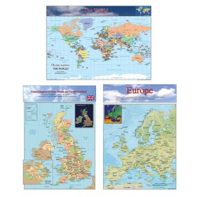 World Europe and UK Maps Set A3
