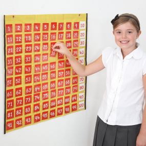 Washable 1-100 Wall Pocket Chart 66 x 70cm