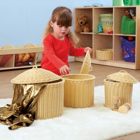 Woven Nesting Storage Baskets with Lids 3pk
