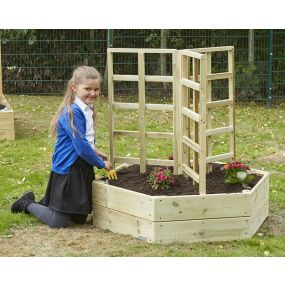 Hexagon Wooden Planter with Trellis