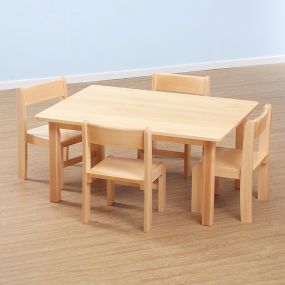 Solid Beech Rectangular Table L960mm & Chairs
