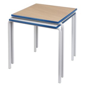 Crush Bent PU Edge Square Tables Ailsa Top Blue Edge H46cm