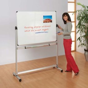 Mobile Rotating Magnetic Whiteboard H900 x W600mm