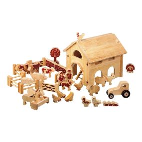 Natural Wooden Barn and Farm Set