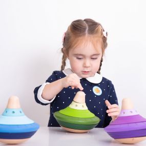 Wooden Twist and Turn Spinning Tops