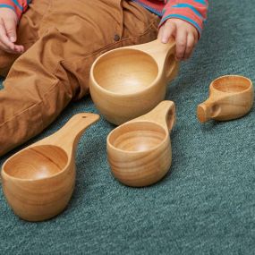 Assorted Sizes Wooden Cup Collection