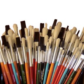 Round And Flat Hog Hair Paint Brushes 100pk