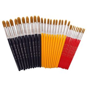 Nylon Short Round Paint Brushes Assorted 30pk | Educational Resources - Art & Craft | Creative Activity
