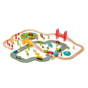 Small World Wooden Rural Road & Rail Set 80pcs