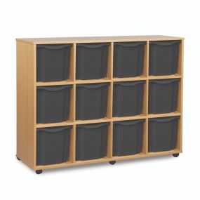 Mobile Tray Storage Unit With 12 Jumbo Dark Grey Trays | Creative Activity