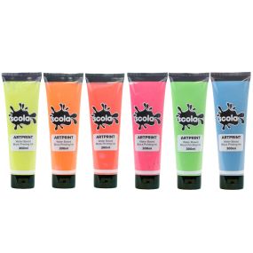 Block Printing Inks Fluorescent Assorted Set 6x 300ml | Creative Activity