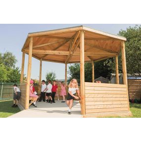 6m gazebo with shiplap sides and shelf seating | Creative Activity