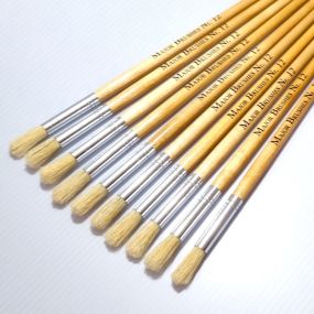 Long Handle Round Hog Bristle Brushes Size 12 - pack of 10 | Creative Activity