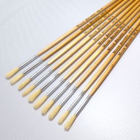 Long Handle Round Hog Bristle Brushes Size 6 - pack of 10 | Creative Activity