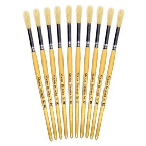 Short Handle Round Hog Bristle Brushes Size 10 - pack of 10 | Educational Resources - Art & Craft | Creative Activity