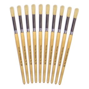 Short Handle Round Hog Bristle Brushes Size 12 - pack of 10