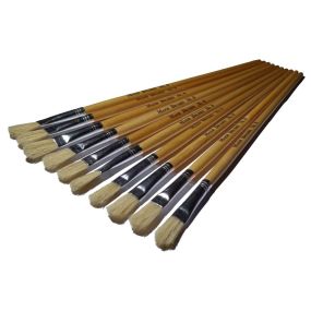 Long Handle Filbert Hog Bristle Brushes Size 6 - pack of 10 | Creative Activity