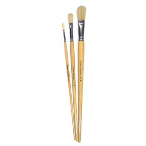 Long Handle Filbert Hog Bristle Brushes Size 6 - pack of 10 | Creative Activity