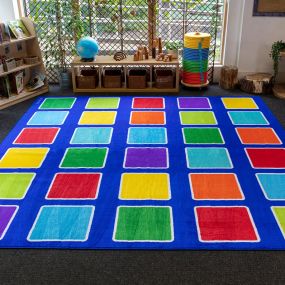 Rainbow Squares Large Placement Carpet