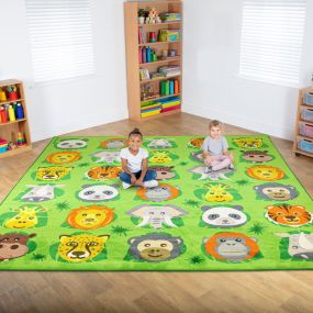3m x 3m Wild Animals Square Placement Rug | Classroom Furniture | Creative Activity