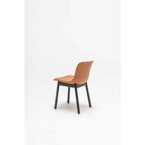 Coral Upholstered Chair with Wooden 4 Leg Base