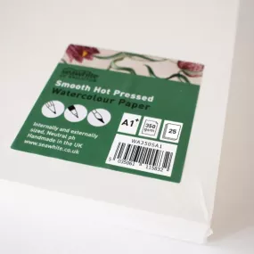 A1+ 350gsm Hot Press Watercolour Paper - 25 sheets