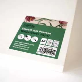 A4+ 350gsm Hot Press Watercolour Paper - 50 sheets