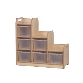 Stepped Storage Left Hand with 6 Clear Tubs | Creative Activity