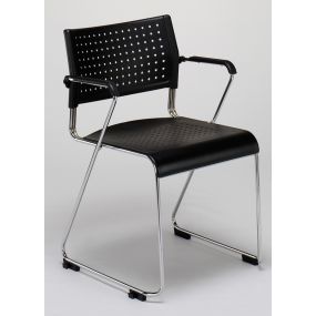 Kraft Sled Frame Black Plastic Sidechair with Arms | Creative Activity