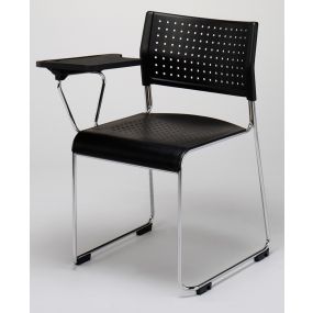 Kraft Sled Frame Black Plastic Sidechair with Writing Tablet | Creative Activity