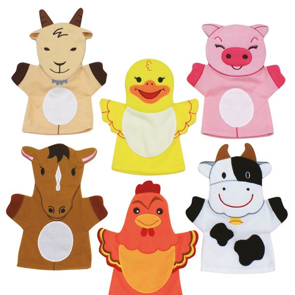 Role Play Farm Animal Hand Puppets Set 6pcs | Creative Activity