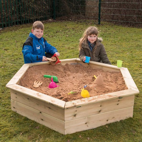 Wooden Hexagon Sand Box and Planter | Creative Activity