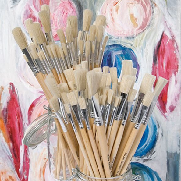 Long Handled Hog Hair Paint Brushes 120pk | Creative Activity