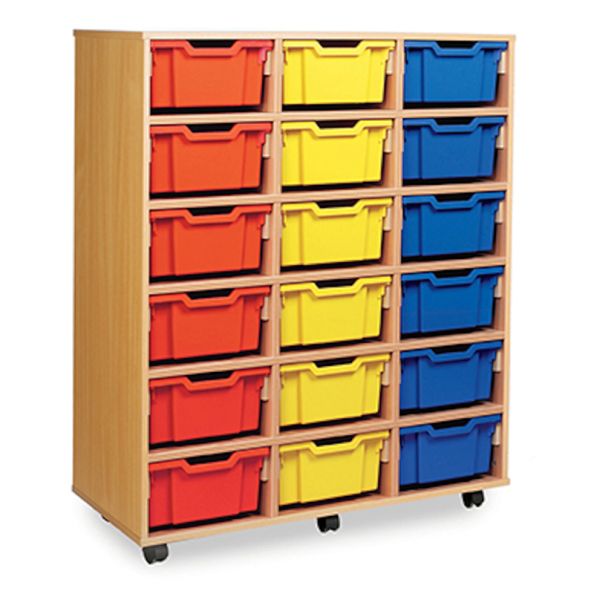 Mobile Tray Storage Unit With 18 Deep Trays Blue | Creative Activity