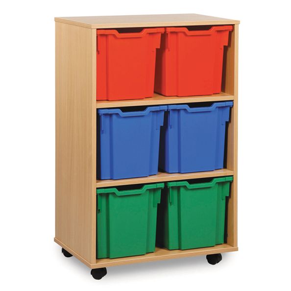 Mobile Tray Storage Unit With 6 Jumbo Trays 2x3 Multicol | Creative Activity