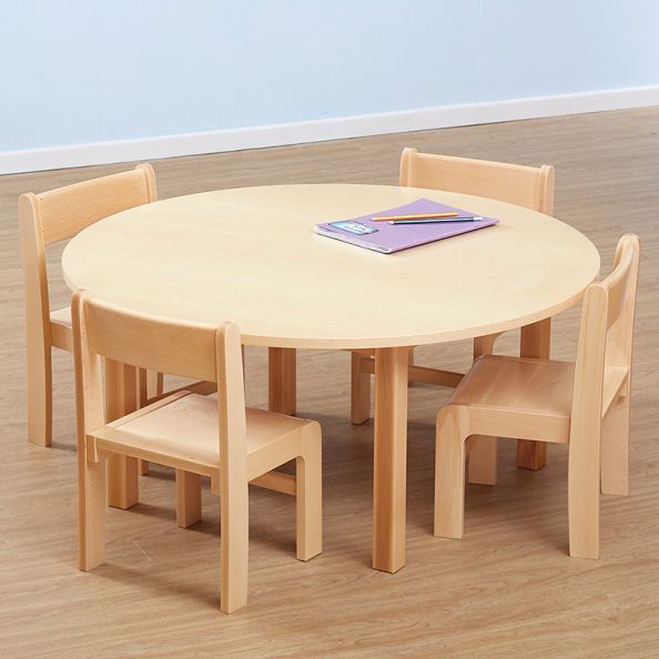 Beech Veneer Circular Table/Chairs Chair H26cm