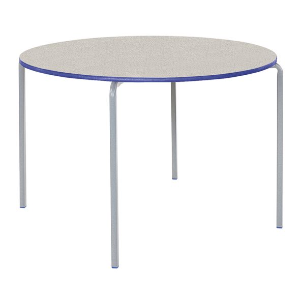 Crush Bent PU Edge Circular Tables Beech Top Blue Edge H53cm | Creative Activity