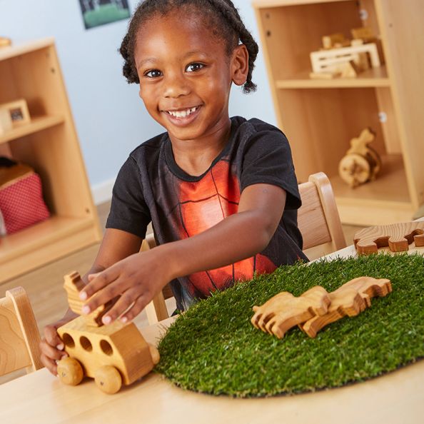 Trapezoidal Solid Beech Table L120cm H46cm | Creative Activity