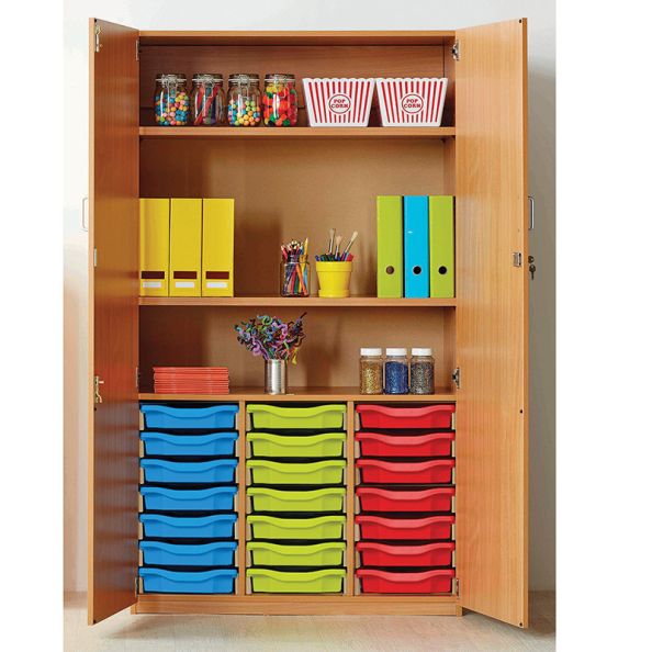 Cupboard with 21 Shallow Trays Clear trays | Creative Activity