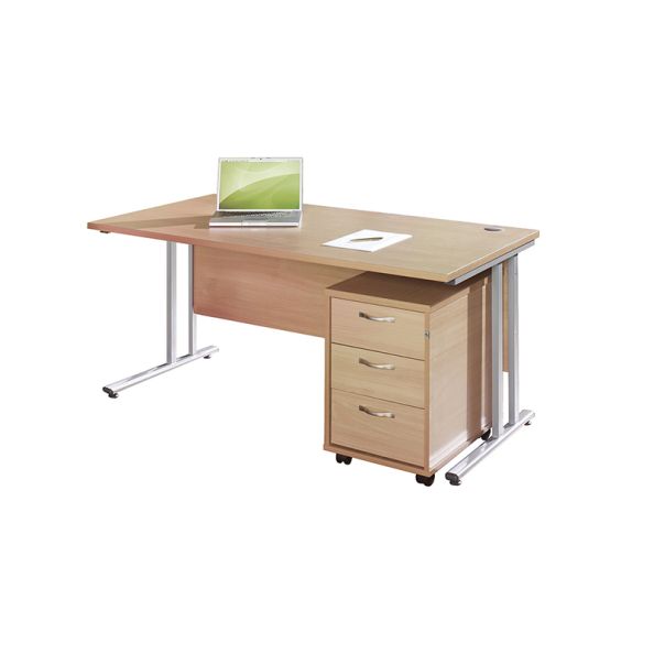 Rectangular Desk and 3 High Pedestal Beech L1200mm | Creative Activity