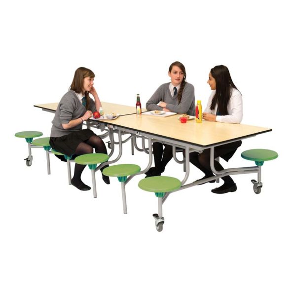 12 Seater Rect Folding Table Orange H685mm Blue Top | Creative Activity