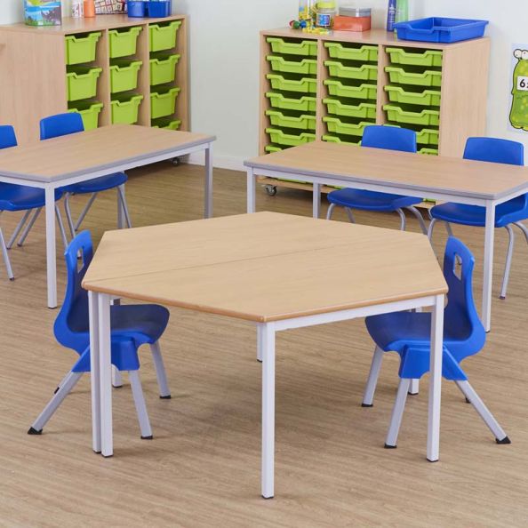 Trapezoidal Fully Welded Tables Blue H59cm | Creative Activity