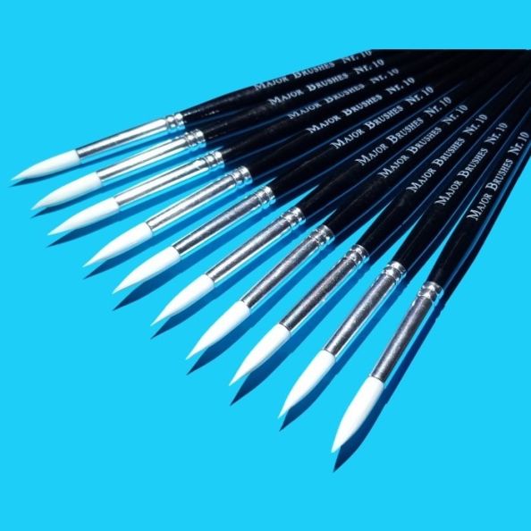 White Synthetic Sable Brushes Size 10 - pack of 10 | Creative Activity