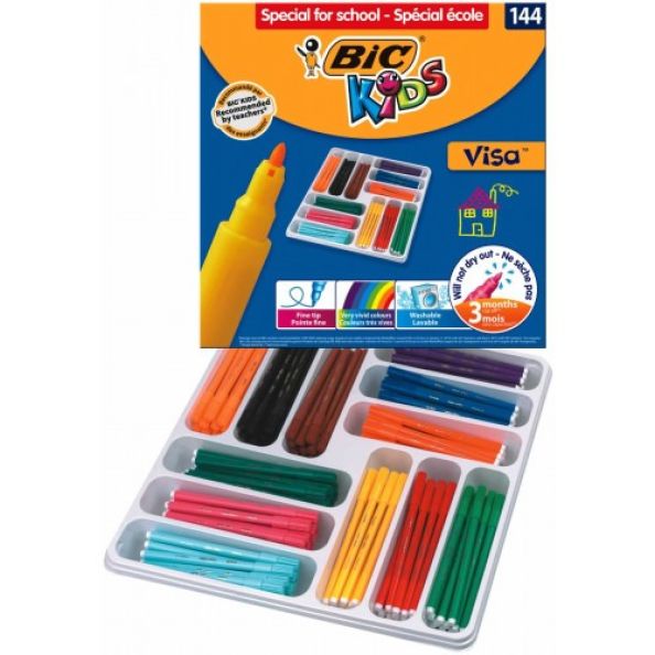 Bic Kids Visa Colouring Felt Tip Pens Class Pack 144