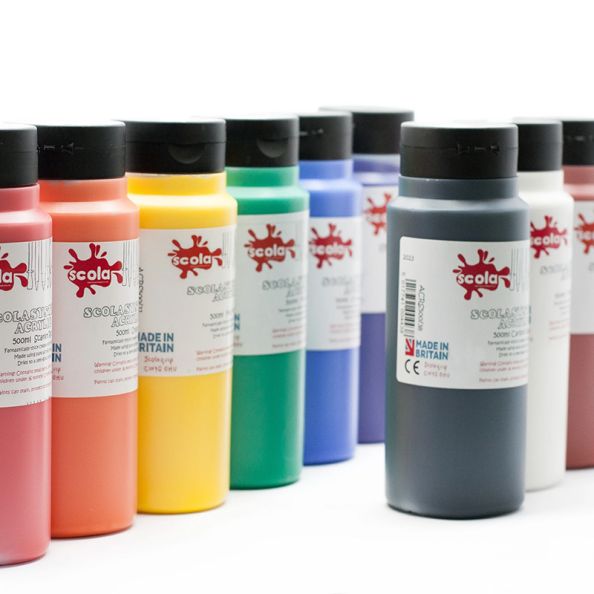 Scola Student Acrylic 500ml Assorted Colours - pack of 10