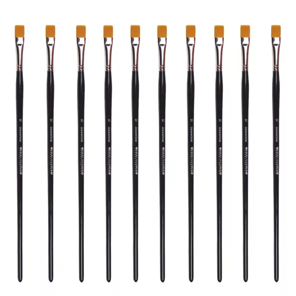 Golden Synthetic Brush - Flat Size 10 - Pack of 10