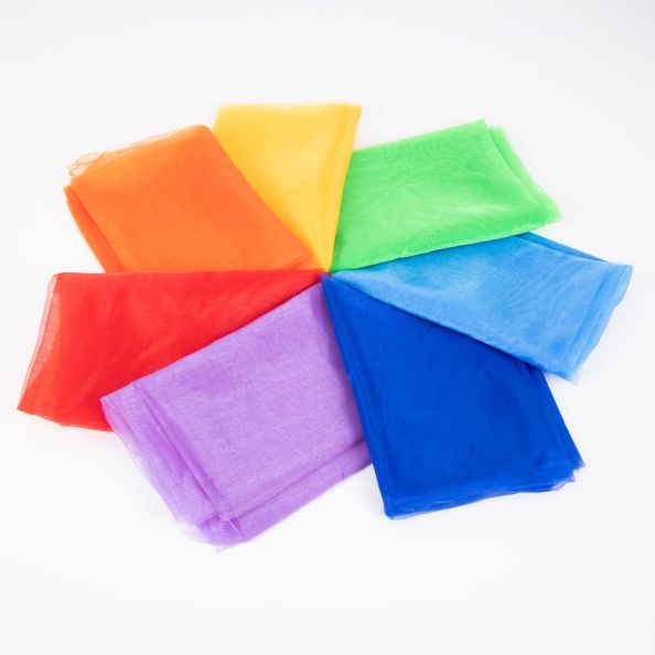 Rainbow Organza Fabric Pk 7| Multi-Sensory Environments | Creative Activity
