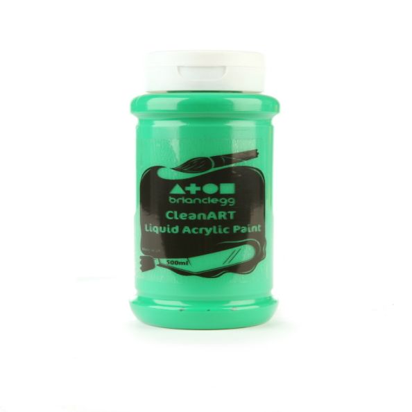 CleanART Acrylic Paint 500ml Green Pack of 10